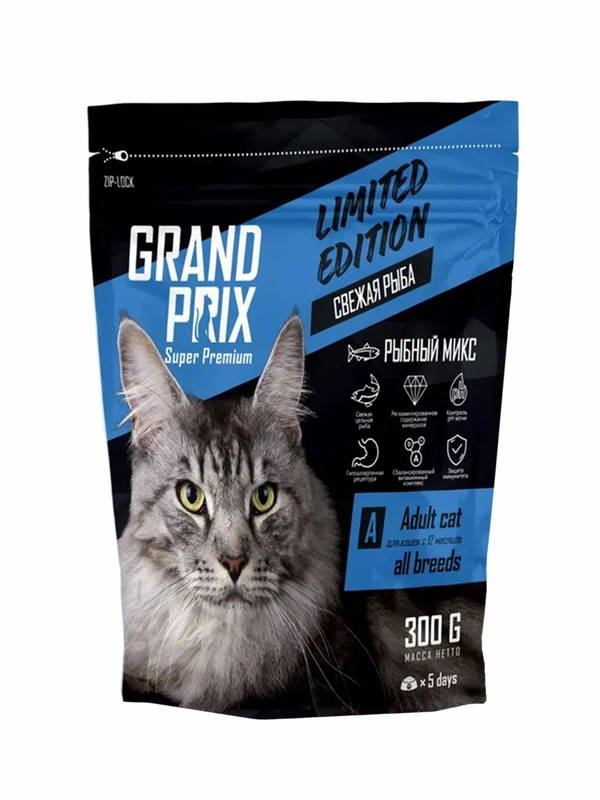 Корм для кошек Grand Prix Limited Edition, 6 видов рыб, 0,3 кг