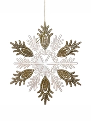Новогоднее украшение Снежинка большая 12х12х0,3 золото и белый Remeco Collection 1шт