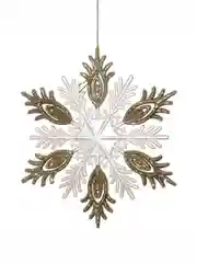 Новогоднее украшение Снежинка большая 12х12х0,3 золото и белый Remeco Collection 1шт