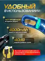 Черный беспроводной автомобильный пылесос, бытовой, с 2 сменными фильтрами
