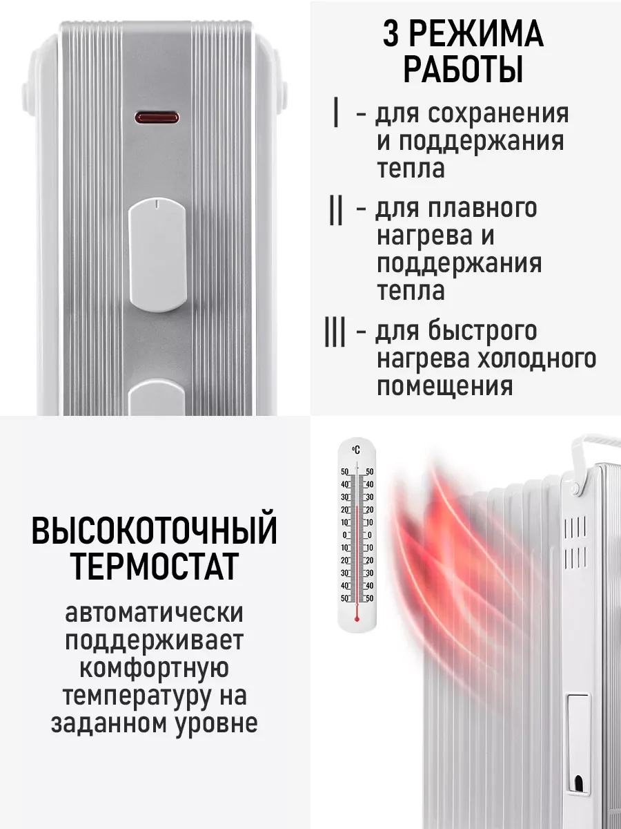Белый масляный радиатор OBSIDIAN BS-OH2000B белый