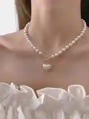 Цепочка с жемчугом с подвеской в форме сердца