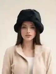 Черный панама женская, меховая