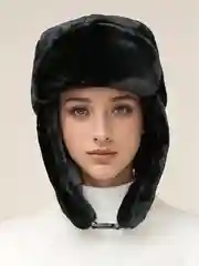 Угольный шапка - ушанка женская