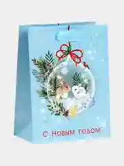 Белый новый год. Пакет ламинированный "Новогодняя картина" 11,5 х 14,5 х 6 см