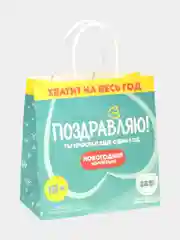 Белый пакет подарочный новогодний юмор, 22 х 22 х 11 см, Новый год