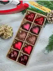 Алый набор елочных шаров-игрушек, украшение новогодние в форме сердца, 10 шт, 4 см