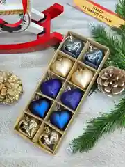 Индиго набор елочных шаров-игрушек, украшение новогодние в форме сердца, 10 шт, 4 см