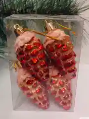 Бордовый набор елочных шаров-игрушек, украшения на елку: шишка, колокольчик, сердце