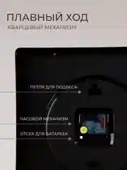 Часы настенные квадрат 30х30см, корпус черный "Фактура" 3028-012
