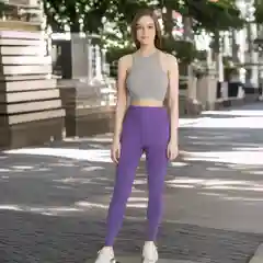 Аметистовый спортивные женские леггинсы / бесшовые / облегающие / высокая талия