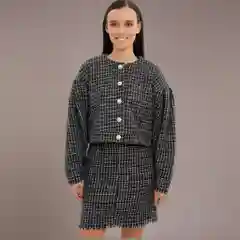 Твидовый костюм жакет + юбка, классический комплект пиджак с юбкой