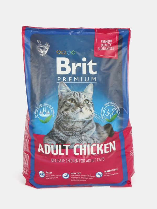 BRIT PREMIUM, Сухой корм с курицей для взрослых кошек "Cat Adult Chicken", 8 кг