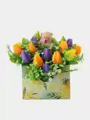 Оранжевый минибукет из мыла,мыльных роз,подарочный набор, подарок учителю,коллеге