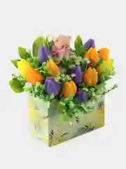 Оранжевый минибукет из мыла,мыльных роз,подарочный набор, подарок учителю,коллеге