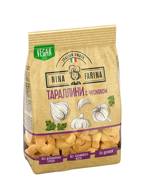 Тараллини с чесноком NINA FARINA, 180 г