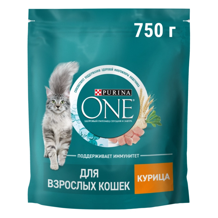 Сухой корм Purina ONE для взрослых кошек, с курицей, 750 г