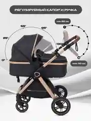 Черный коляска детская с перекидной ручкой RANT ROLLER GOLD 2в1 2024