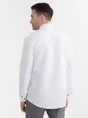 Белый рубашка белая с длинным рукавом на клепках приталенная SLIM FIT