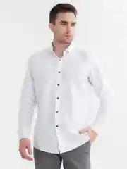 Белый рубашка белая с длинным рукавом на клепках приталенная SLIM FIT
