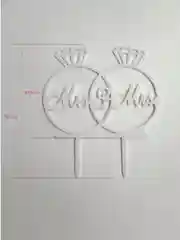 Топпер украшение для торта свадебный "Mr&Mrs", белый, кольца