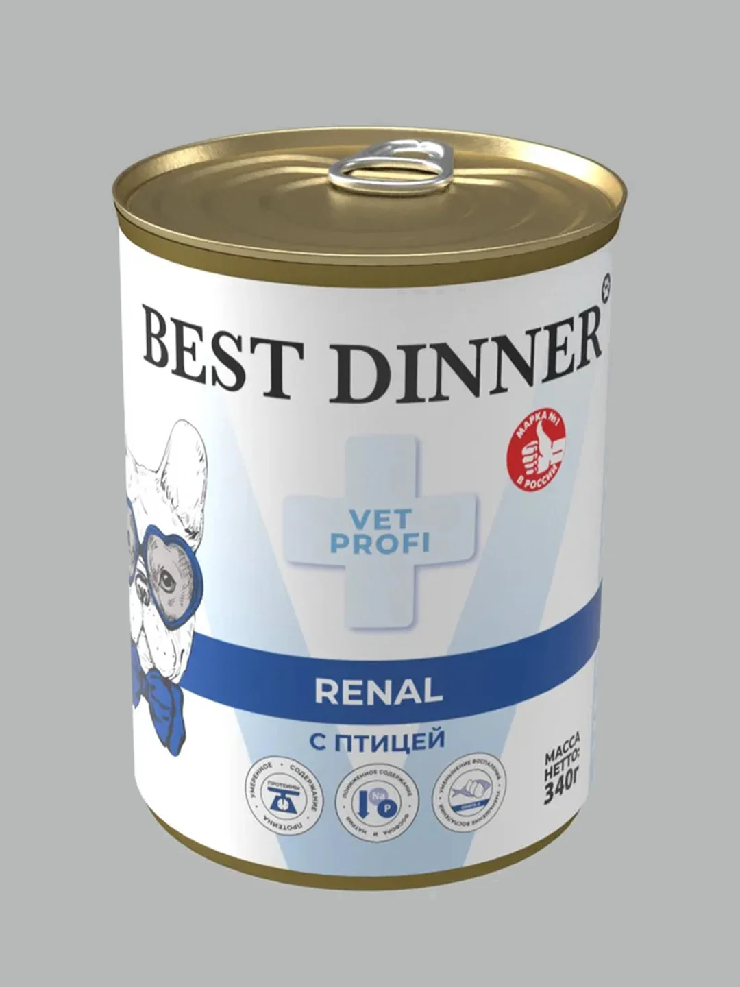 Влажный диетический корм для собак Best Dinner Vet Profi Renal, с птицей, 12 х 340 г