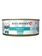 Влажный диетический корм для собак Best Dinner Vet Profi Obesity, с лососем, 12 х 100 г