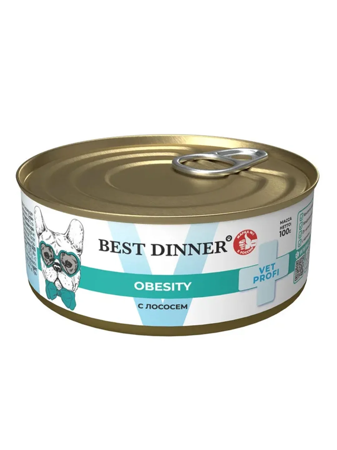 Влажный диетический корм для собак Best Dinner Vet Profi Obesity, с лососем, 12 х 100 г