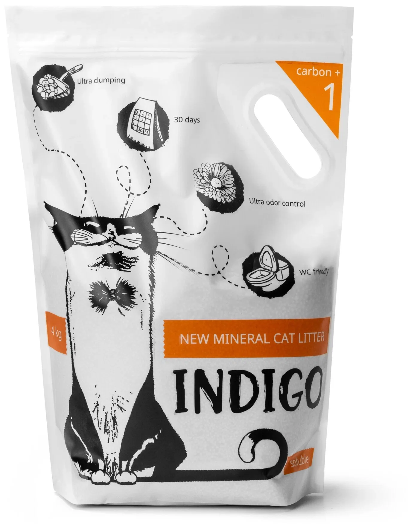 Наполнитель комкующийся для кошачьего туалета INDIGO Carbon 4 кг