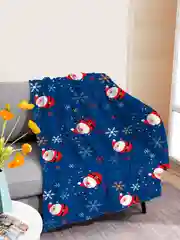 Синий плед новогодний, фланелевое покрывало