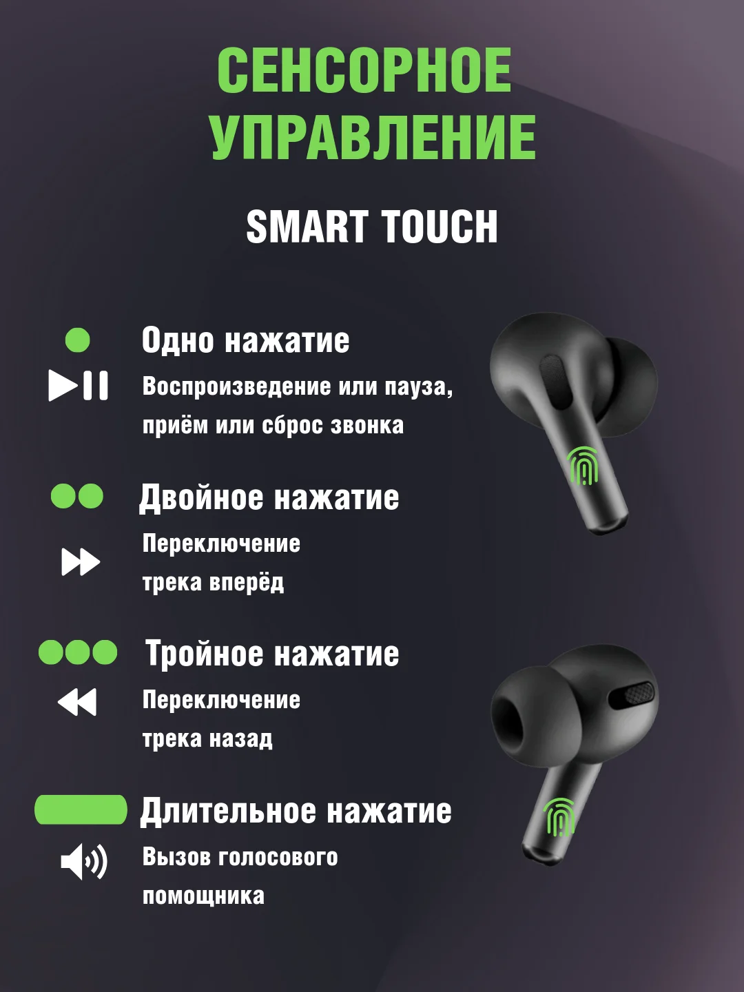 Беспроводные наушники Pods Pro, чёрные, сенсорные, с анимацией, для iPhone Android