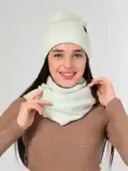 Серый шапка женская, снуд в комплекте, флисовый подклад