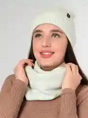 Серый шапка женская, снуд в комплекте, флисовый подклад