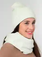 Серый шапка женская, снуд в комплекте, флисовый подклад