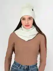 Серый шапка женская, снуд в комплекте, флисовый подклад