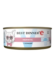 Влажный корм для кошек Best Dinner Vet Profi Hepatic, с курицей, 12 штук по 100 г