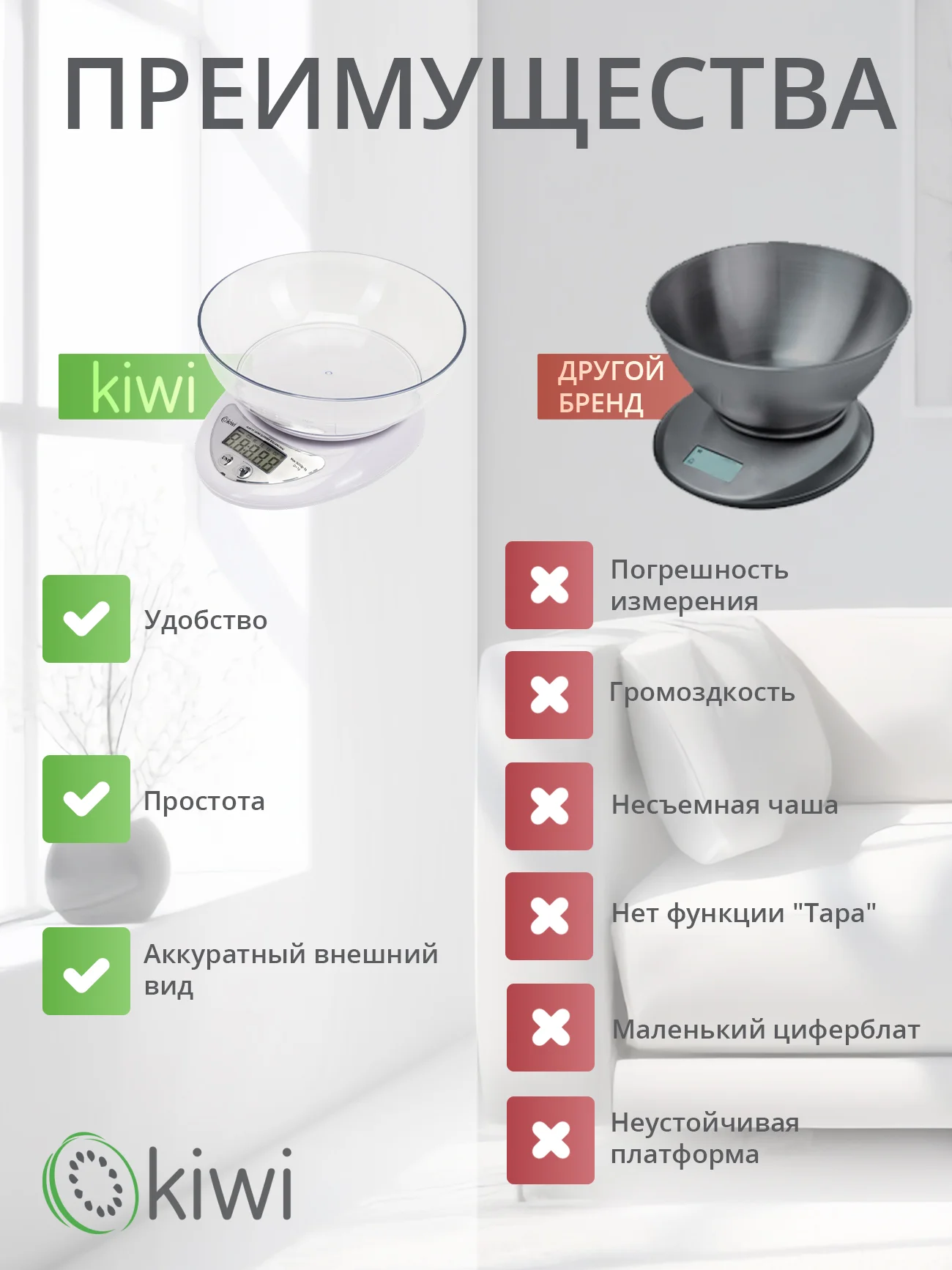 Кухонные весы с чашей 600 мл, KIWI KKS-1153, электронные от 2 г до 5 кг, точность 1 г