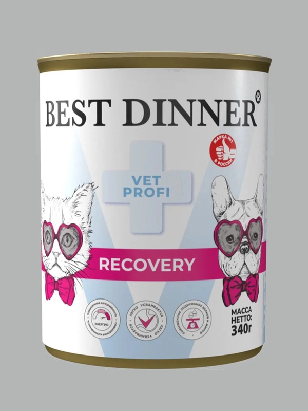 Влажный диетический корм для собак и кошек Best Dinner Recovery, 12 штук по 340 г