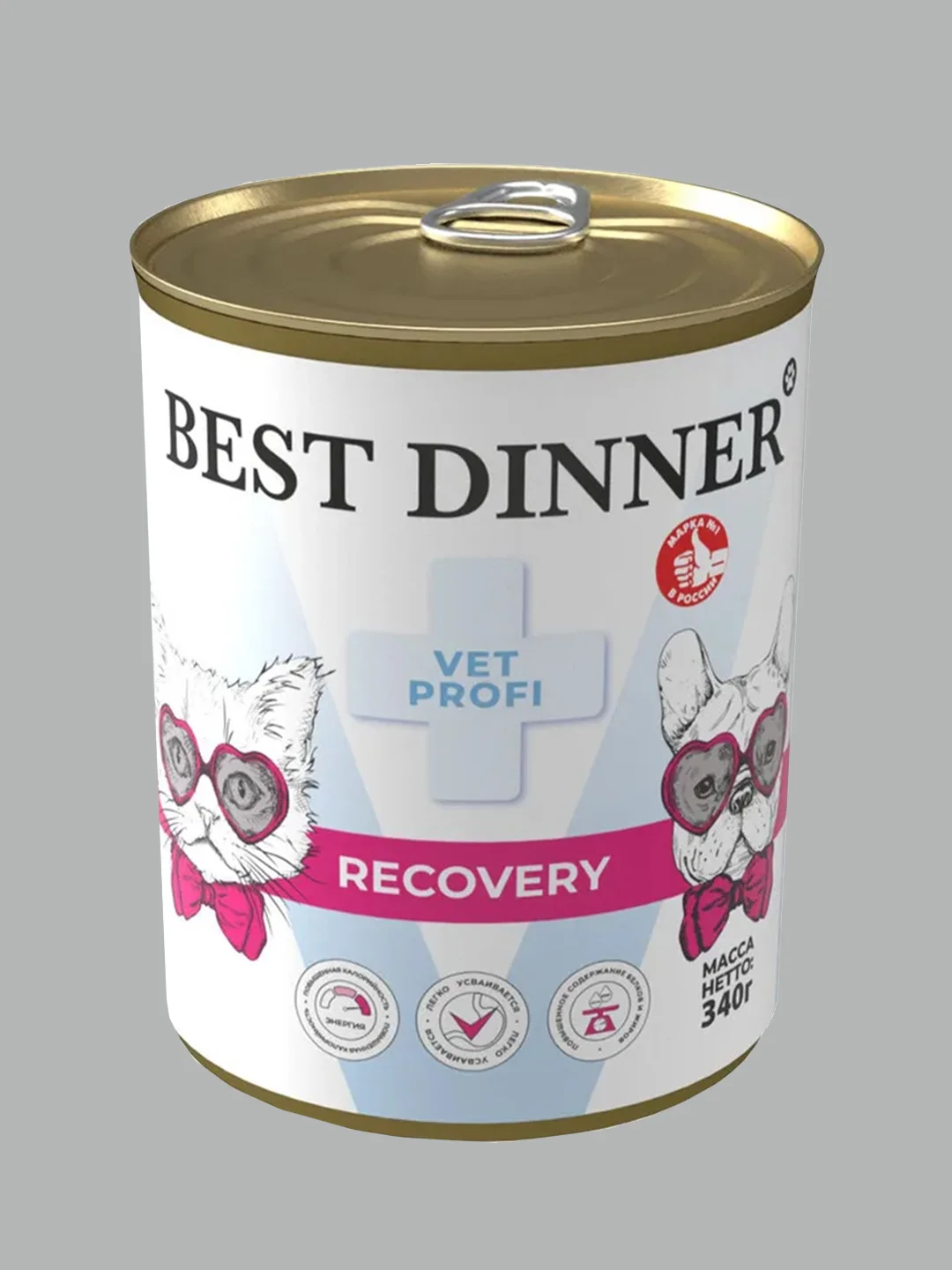 Влажный диетический корм для собак и кошек Best Dinner Recovery, 12 штук по 340 г