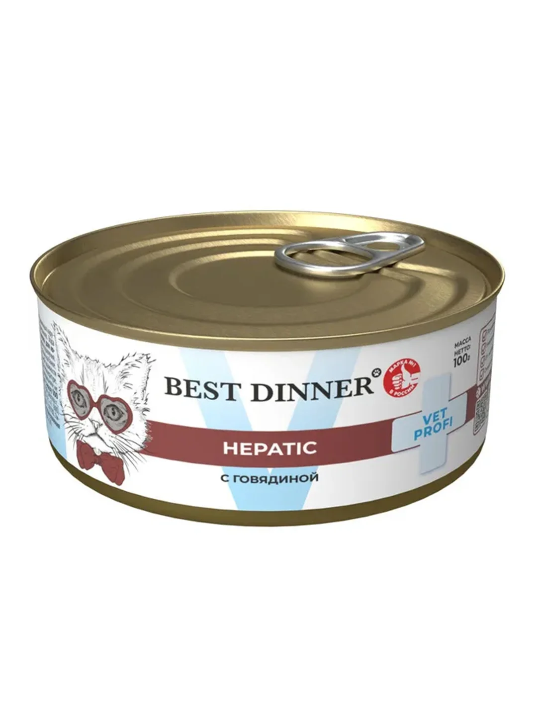 Влажный диетический корм для кошек Best Dinner Vet Profi Hepatic, с говядиной, 12 х 100 г