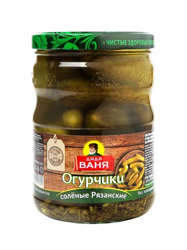 Огурцы Дядя Ваня "Огурчики Рязанские соленые", 950 г
