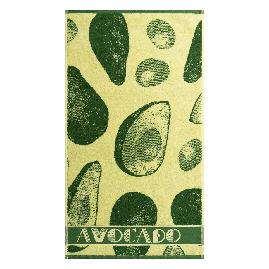 Полотенце махровое банное 50х90 см 100% хлопок 460 гр/м2 зеленый Cleanelly Fruits Авокадо