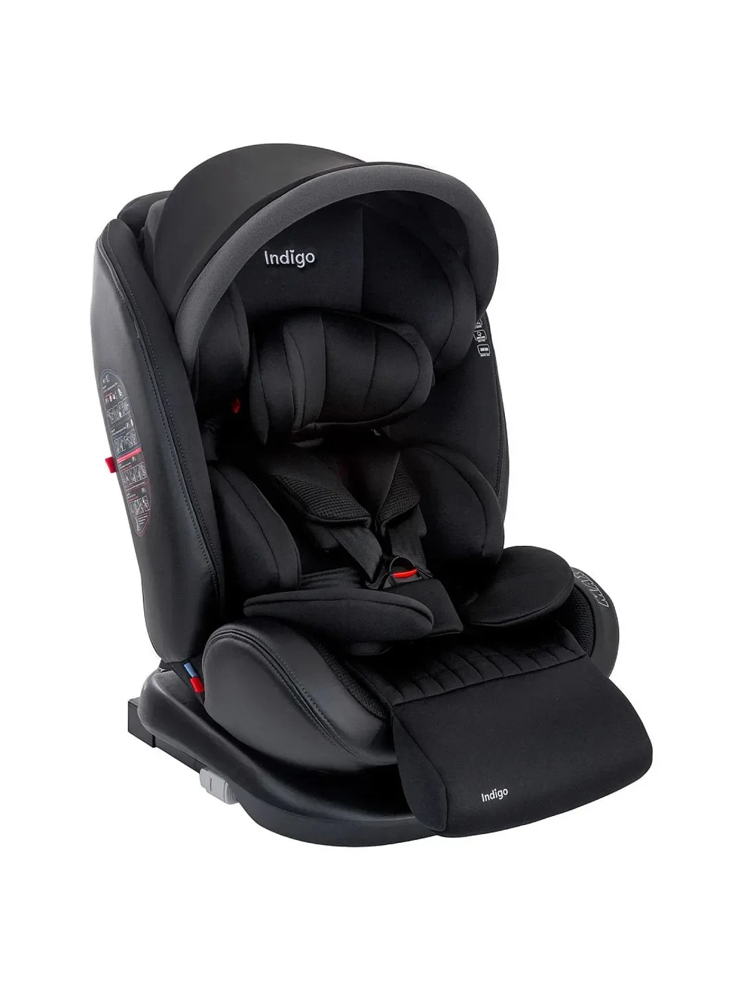 Черный автокресло детское Indigo MAX-X ST-3 Isofix растущее 0-36 кг