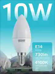 Лампочка светодиодная E14 Свеча 10W, нейтр. белый, 4100К, упаковка 10 шт. Gauss Elementary