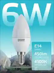 Лампочка светодиодная Е14 Свеча 6W нейтр. белый 4100К упаковка 10 шт, Gauss Elementary
