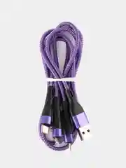 Фиолетовый usb кабель для зарядки iPhone, Type-C и micro-USB / шнур Айфон и Андроид универсальный