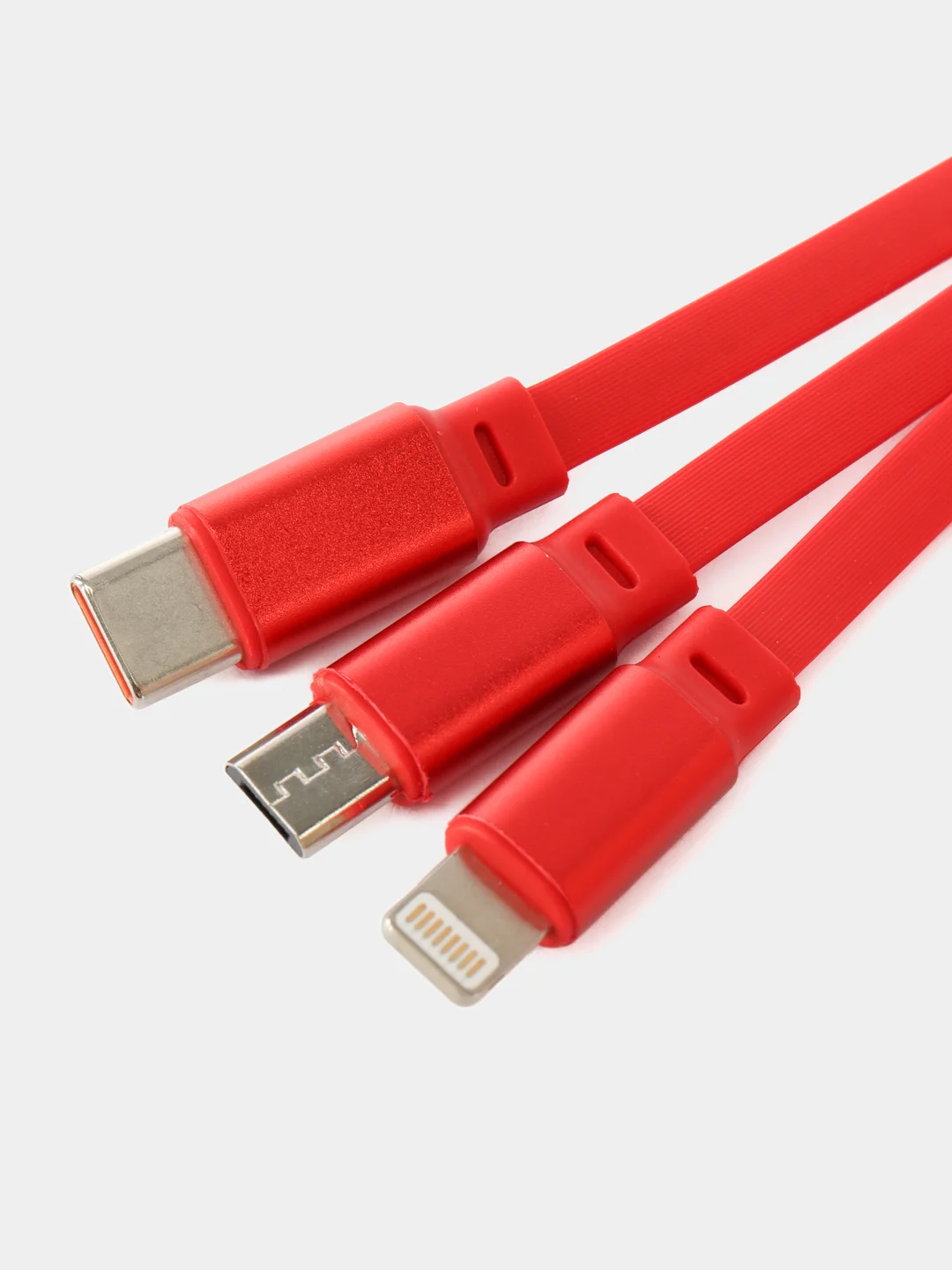 Красный кабель зарядный iPhone и Type-C/ Шнур для зарядки рулетка универсальный