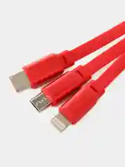 Красный кабель зарядный iPhone и Type-C/ Шнур для зарядки рулетка универсальный