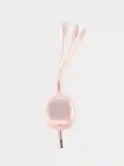 Розовый кабель зарядный iPhone и Type-C/ Шнур для зарядки рулетка универсальный