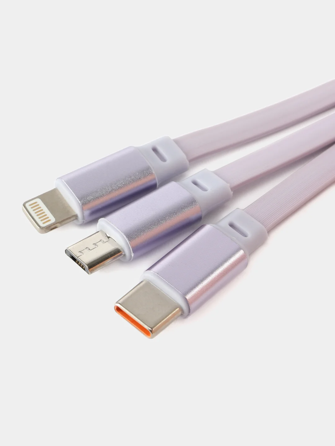Фиолетовый кабель зарядный iPhone и Type-C/ Шнур для зарядки рулетка универсальный